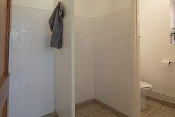 The changing area in the pool house.