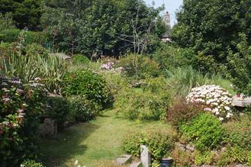 The view down the steps to the lovely garden.