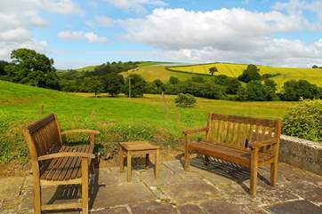 The garden area looks right down along the valley - a completely unspoilt view.