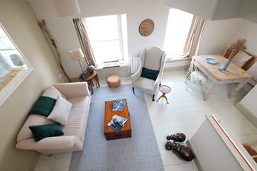 Looking down on the living-room.