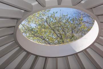A great view out of the traditional yurt ceiling window.