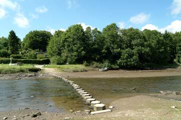 Stepping stones across the river at low tide.