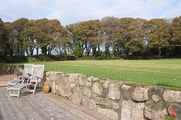 The decked terrace and garden.