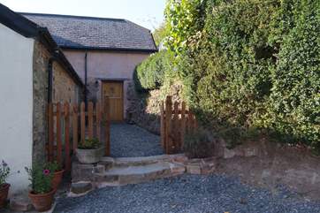 This is the front door - the gardens are to the back of the cottage, facing West so that you can enjoy wonderful sunsets across the valley.