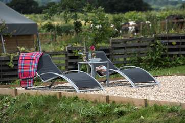 There is plenty of space to relax on the loungers provided and enjoy the sounds of the countryside all around you.