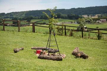 The view from the firepit barbecue looking towards the Owners 'farm - Knightstone Farm in the distance.