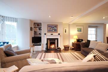 The sitting-area with its warming open fire.