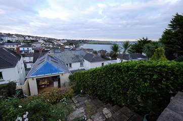 Looking down at the house from the terraced garden.