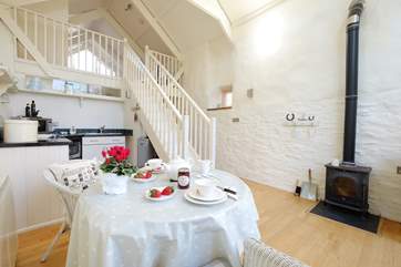 Enjoy breakfast by the wood-burner.