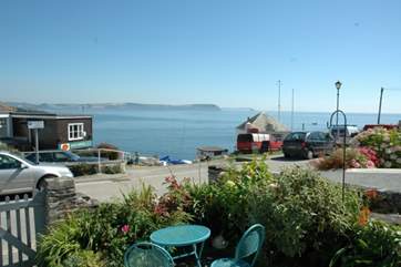 The view from the cottage towards the head of the slipway of the harbour.