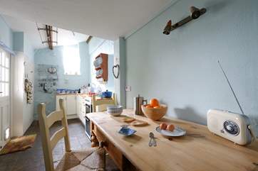 Looking through to the kitchen from the breakfast- table.