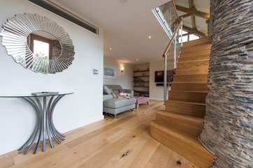 Very stylish entrance hall, with the stairs which lead up to the first floor living areas.