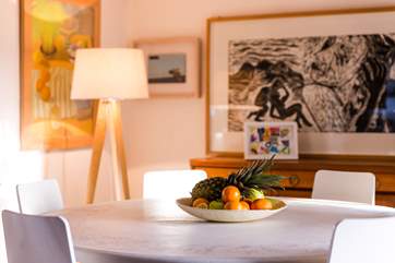 Fabulous works of art adorn the walls.