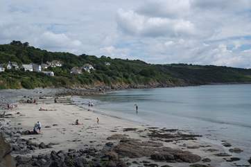 The beach at low tide.