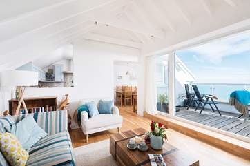 Looking through from the living area to the open plan kitchen/dining areas.
