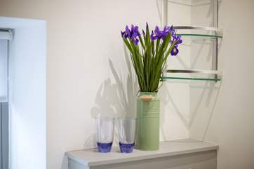 Cool contemporary colours flow through the whole house