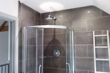 The shower in the family bathroom has a wonderful rainfall shower head.