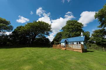 Looking across the meadow to the gorgeous Tabernacle at Frieda and The Moon.