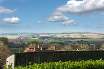 The wide open view from Bashford Lodge, with the hills of Exmoor National Park in the distance.