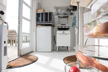 The patio doors in the kitchen lead out onto the decking-area.
