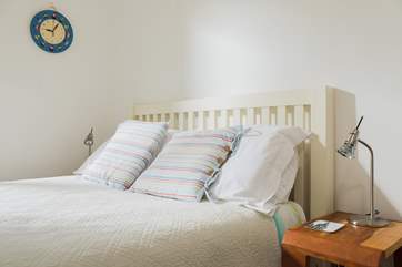 Bedroom 2 at the back of the cottage has a standard double bed.