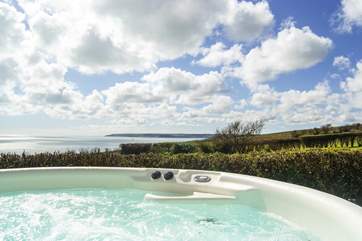 What a view... possibly the best hot tub view in Cornwall!