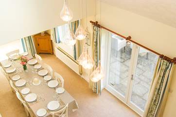 Looking down to the dining-room from the stairs.