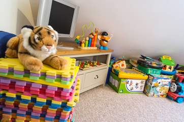 A TV and video player with loads of kiddies' videos.
