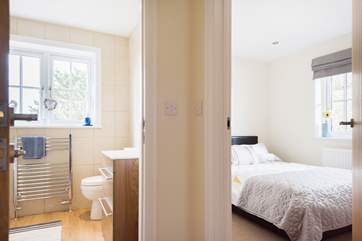 The bathroom is right next door to the double bedroom at the front of the cottage.