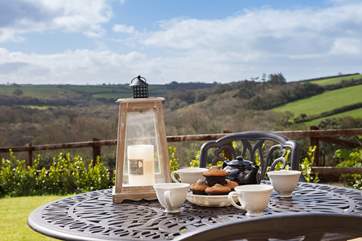 Sit out on the terrace for breakfast, lunch and dinner and enjoy those views across the Penrose Estate.