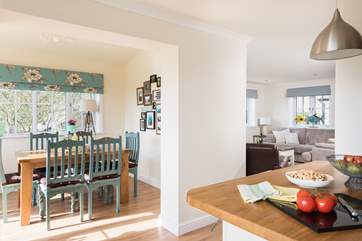 The kitchen sits between the dining-room and sitting-room, all in all a very social space.