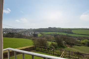 What a view from the bedroom, the market town of Helston on your left and the Penrose Estate straight ahead.