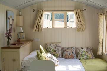 Plenty of light streams into this beautiful shepherd's hut.