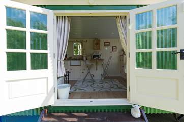 Looking into Lady's Well Shepherd's Hut.