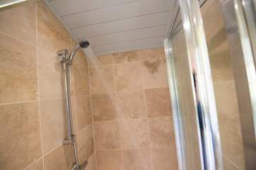 With a good-size shower.