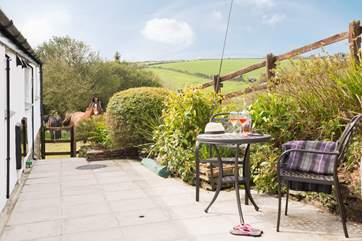 The courtyard garden behind the barns is shared with next door.