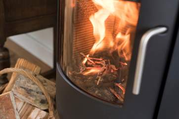 A roaring wood-burner.