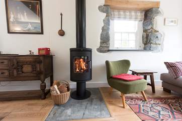 A roaring wood-burner.