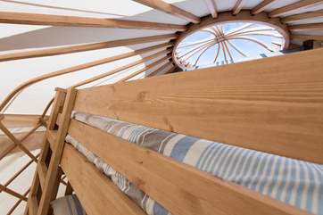 Even the top bunk has a rooftop view too.