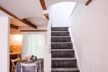 Steep cottage stairs and low beams....take care!