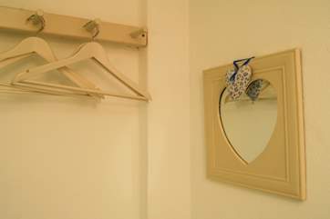 There is a hanging rail in Bedroom 2 as there's no space for a wardrobe.