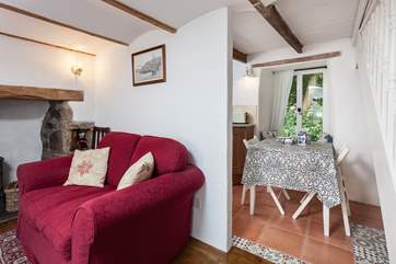The lounge leads into the dining room.