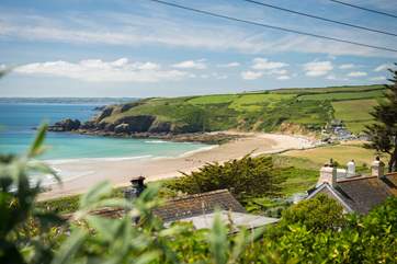 The view over the rooftops to the beach.