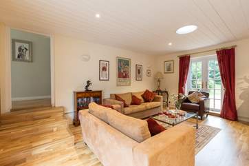 A short flight of 3 steps lead from the living area to the bedrooms. There is a handrail on the left hand side.