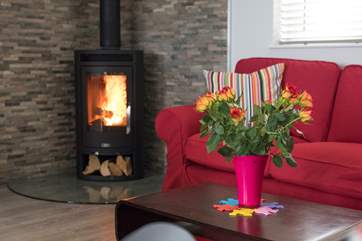 A roaring wood-burner.