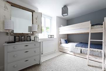 The bespoke captain's bunk-beds in the second bedroom.