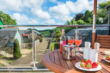 The upper terrace looks out over the other cottages.