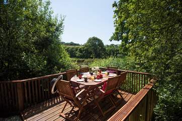 The fabulous deck overlooking the lake.