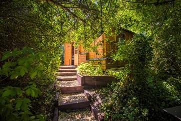 Looking up towards the cabin from the playing meadow.