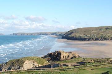 Perranporth has miles of fabulous sandybeach and renowned surfing waves.